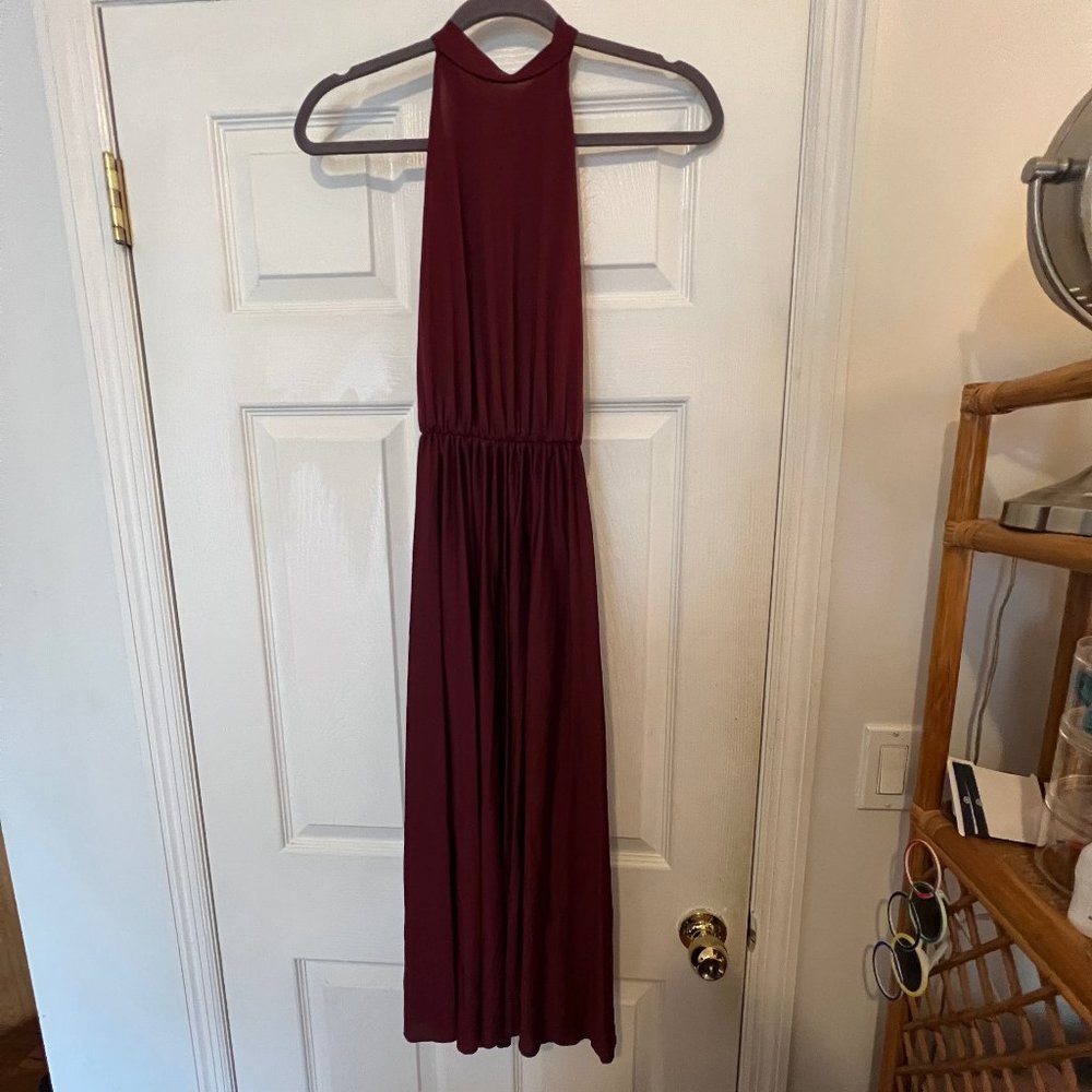 ASOS Pleated Halter Midi Dress Burgundy Bridesmaid Size 8